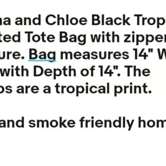 Emma & Chloe Black Tropical Quilted Zip Up Tote Bag - Picture 2 of 10